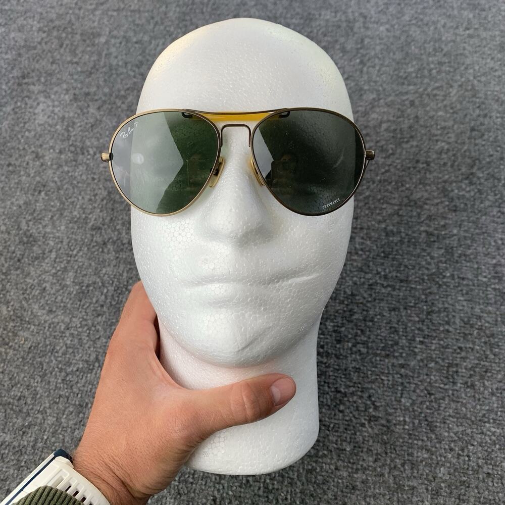 Ray Ban Chromance Aviator Polarized Sunglasses Gold Green Lenses Titanium 8063